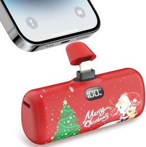 Taegila Portable Charger for iPhone Christmas Edition, 4800mAh with Built in Cable, Gifts for Women/Mom/Wife/Dad/Her/Him, Mini Power Bank for iPhone 14/13/12/11 Series