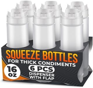 Set of 6 Condiment Squeeze Bottles for Sauces 16 oz – Self-Closing Valve, Leak-Proof, Easy-to-Fill Clear Design | Ready-to-Dispense for Dressings, Condiments, and Sauces | Durable and Convenient