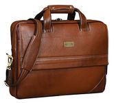 BRAND LEATHER Men 15.5 inch Genuine Leather Laptop Messenger Bag for Office|Casual|Travel|College Use (TAN)