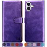 SUANPOT Compatible with iPhone 16 6.1" Wallet case with RFID Blocking Credit Card Holder,Flip Book PU Leather Protective Cover Women Men for Apple 16 Phone case Purple