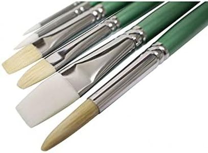 Mont Marte Gallery Series Oil Brush Set, 6 Piece. Includes 6 Different Sized Oil Paint Brushes Made from Taklon and Hog Bristles.