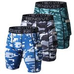 ZENGVEE 3 Pack Men's Compression Shorts Cool Dry Sports Tights Sports Undershorts Running Base Layer Shorts with Phone Pockets(1011-Camo Blue-XL)