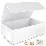 White Gift Box, 9.5x6x3 Inch Gift boxes for Presents with Lids Magnetic Closure Rectangle Collapsible for Bridesmaid Proposal Box, Wedding, Christmas, Halloween, Birthday Gift Packging