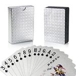 Joyoldelf Silver Foil Poker Playing Cards, Waterproof Deck Card With Box, Perfect For Party And Game