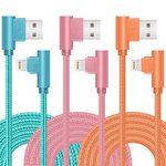 iPhone Charger Cable 3 Pack 10FT MFi Certified Lightning Cable 90 Degree Nylon Braided Charging Cable Apple Charging Cord Compatible for iPhone 14/13/12/11/X/Max/8/7/6/6S/5/5S/SE/Plus/iPad …