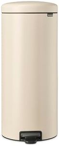 Brabantia - NewIcon Pedal Bin 30L - Large Waste Bin for Kitchen - Soft Closing Lid - Light Pedal Operation - with Removable Inner Bucket - Non-Slip Base - Soft Beige - 29 x 38 x 68 cm