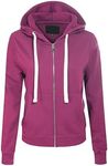 MixMatchy Women's Cute Hoodies Teen Girl 2024 Fall Jacket Sweatshirts Casual Drawstring Zip Up Y2K Hoodie with Pocket, Magenta Mode, Small