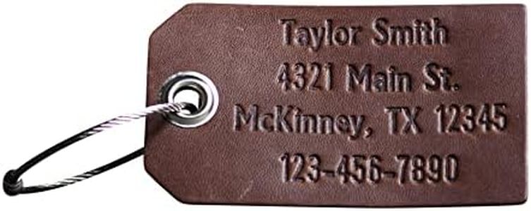 Ox & Pine Handmade Personalized Leather Luggage Tags - 100% Full-Grain Leather (Dark Brown, Rustic Brown, Saddle Tan, Rustic Gray, or Black) 3.5" x 2" (Dark Brown)
