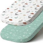 Stretch Fitted Bassinet Sheet Set BROLEX 2 Pack Cradle Sheets for Bassinet Pad/Mattress,Unisex Boys Girls,Ultra Soft,Cute Dinosaurs