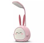 Persepolis Portable LED Desk Lamp with Night Light Cute Bunny Foldable USB Charge Reading Light for Bedroom Kids Bedside Study (Pink Rabbit)