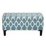 Kinfine K6384NP-F2055 Decorative Storage Bench, Teal Geo, 36" x 16" x 18"