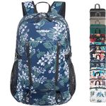 TOMULE Day Hiking Backpack Women,Mens Waterproof Backpack Foldable,Lightweight Packable Backpack for Travel Floral