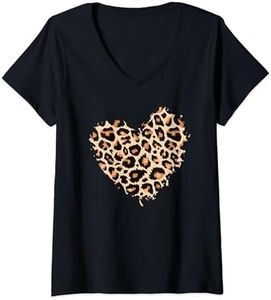 Femme Chemise léopard pour femme et fille avec motif léopard T-Shirt avec Col en V