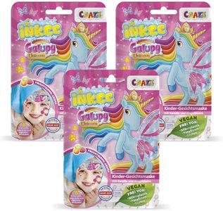 INKEE Pack de 3 Mascarillas Faciales Para Niños Galupy Unicorn Con Diseño De Unicornio (Hay 6 Diseños Diferentes) Con Camomila Y Caléndula, 3 Unidades