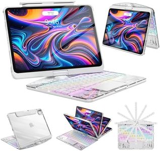 SIBEITU Keyboard Case for iPad Pro 13 Inch M5 2025 / M4 2024, Clear Wireless Keyboard iPad Pro 13inch Cover with Multi-Touch Trackpad, 7-Color Backlight & 3-Brightness, Visible PCB Tech Design, White