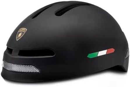 Automobili Lamborghini Smart Helmet con Luce Frontale e Indicatori di Direzione integrati, Unisex, Taglia Unica, Nero