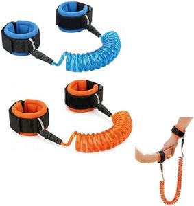 Premium Anti-Lost Toddler Wrist Link 2-Pack, Safety Leash with Key Lock, Reflective Walking Harness for Kids, Durable Steel Cord, 8.2ft Blue & 4.92ft Orange, Secure for Supermarket, Travel, Zoo