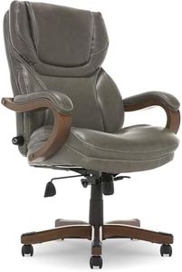 Serta Big and Tall Executive Office Chair with Upgraded Wood Accents, Mindset Gray Bonded Leather