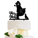 LOVENJOY Couple Wedding Cake Topper with A Dog Black, Gift-boxed