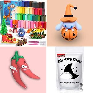 Modeling Clay - 50 Colors Air Dry Clay and White Air Dry Clay, DIY Molding Magic Clay for Slime add ins & Slime Supplies, Kids Toys Set for Boys and Girls