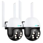 SV3C 2 Pack Security Camera Outdoor Wireless 1080P PTZ WIFI IP Camera, 360° External Camhi Camera, Auto Tracking, Color Night Vision, Two-Way Audio, Motion Detect, Waterproof, ONVIF, 24X7 Recording