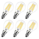 LVWIT 4W E14 G45 Small Edison Screw LED Filament Bulb, 6 Pack, Non-dimmable, 470Lm, Warm White 2700K, LED Vintage Glass Mini Globe Bulb, 80Ra 40W Incandescent