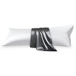 YUGYVOB Cooling Body Pillow for Adults- Satin Stripe Full Body Pillow Long Pillow with Silky Body Pillow Cover, Pregnancy Pillows for Sleeping, Fluffy & Firm, Grey, 20x54 Inch