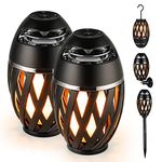 Outdoor Bluetooth Speakers Waterproof, LED Flame Torch Wireless Speaker with Lights, Loud Sound and Rich Bass, Mothers, Mom Dad Gifts - Gift for Husband, Wife, Him, Her(Set of 2)