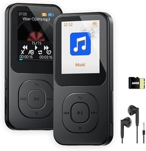 64GB MP3 Player with Bluetooth 5.3, Pecsu Music Player with Built-in HD Speaker, FM Radio, Voice Recorder, HiFi Sound, E-Book Function, Earphones Included