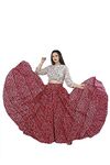 JYESHTA Women's American Crepe Blooming Flared Long for Traditional Stitched A-line Flare Skirt with 12 Meter Flare 40inch Height (M, Maroon Bandhani)