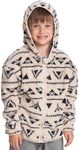 Mad Dog Boys Fleece Sherpa Jacket, Cozy Soft Zip Winter Hoodie Sweatshirt for Kids & Toddlers Age 2-11 Y, 6-7 Y, Beige Geometric Print