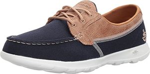 Skechers Women's Go Walk Lite Coral Boat Shoes, Navy Textile/ White Trim, 8 UK