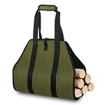 Firewood Carrier Bag With Handle Large Durable Oxford Firewood Storage Totes Light Portable Storage Bag Heavy Duty Waterproof Fireplace Log Carrier Bag With Padding Straps For Carrying Wood (Green)