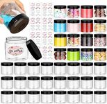 Plastic Containers with Lids 6oz 40Pack, Jaisie.W Empty 6 oz Small Containers with Lids&Labels- Refillable Plastic Jars with Lids -Sugars Scrub Jars/Slime Containers (6 fl.oz, 40Pack)