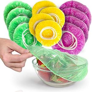 Besti Set of 96 Colorful Elastic Food Storage Covers | Reusable Fitted Bowl Covers Great Substitute for Foil and Plastic Wrap | Translucent Stretchy Plate Cover Delivers Ultimate Convenience