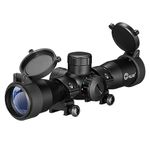 CVLIFE 4x32 Crossbow Scope, Red Green Illuminated Compact Crossbow Scopes for Hunting 20-100 Yards, Circles and Rangefinder Etched Glass Reticle Optic,with 20mm Mounts
