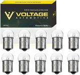 Voltage Automotive R5W G18 Bulbs 12V 5W BA15s for 12V Passenger Car Indicator Rear Stop Tail Parking and Position License Plate Light E-Mark, Pack of 10