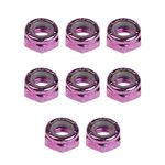 FLAMEER 8pcs Pack Durable Skateboard Longboard Trucks Wheels Replacement Axle Nuts Hardware for Longboard Repair - Purple