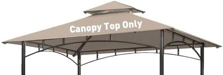 OLILAWN Grill Gazebo Replacement Canopy Roof, 5' x 8' Outdoor BBQ Gazebo Canopy Top Cover, Double Tired Grill Shelter Cover with Durable Polyester Fabric, Fit for Model L-GG001PST-F, Khaki