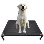 Love&go Elevated Dog Bed with Metal Frame, Cooling Raised Pet Cot for Dog and Cat (Large -88x67x14 cm, L - Black Bed)