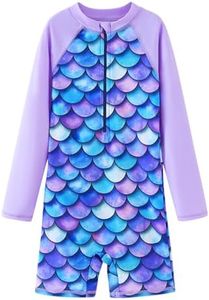 UMELOK Girls Rash Guard Swimsuits Long Sleeve One Piece Swimwear,5T