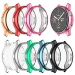 BHARVEST [8 Pack] Screen Protector Case Compatible with Samsung Galaxy Watch Active 2 44mm, Flexible TPU Plated All Round Scratch Resistant Protective Bumper Case (8 Colors, Active 2 44mm)