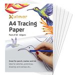 Xulmar Tracing Paper A4 63 GSM - Pack of 50 Sheets Tracing Paper for Sewing Patterns, Drawing Overlays & Sketching on Art Paper & Sketch Book