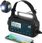 NOAA Emergency Weather Alert Radio, 5000 Large Capacity Hand Crank Solar Powered AM/FM/Shortwave Radio for Home, Portable LED Camping Flashlight Reading Lamp, Phone Charger Earphone Jack,SOS Alarm