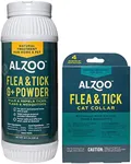 ALZOO Flea & Tick Cat Collar and Flea & Tick G+ Powder, 100% Plant-Based Active Ingredients