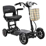 Dragon Mobile EX All Terrain Compact Heavy Duty Mobility Scooter - 4 Wheel Collapsible Wheelchair for Travel, Adults & Elderly - Premium Seat w/Faux Leather Material & Front Basket Included