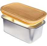 KEOAMG Butter Dish with Lid for Countertop, Large Stainless Steel Butter Dish Container with Silicone Seal for Refrigerator, Sturdy Butter Dish Keeper Holds 2 Sticks or a Normal 8oz European Butter