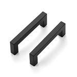 Ravinte 5 Pack 3-3/4 Inch Kitchen Square Cabinet Handles Matte Black Cabinet Pulls Black Drawer Pulls Kitchen Cabinet Hardware Kitchen Handles