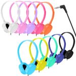 CN-Outlet Kids Headphones Bulk 25 Pack for School Students Teens Children Gift and Adults, Wholesale Wired Adjustable On Ear Headphones for Classroom(10 Colors)