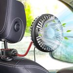 Trustnice Car Fan, Car Cooling Usb Powered Backseat Fan, 360 Degree Rotatable 3 Speeds Strong Wind 5V Quiet Ventilation Fan with Adjustable Clip Electric Car Seat Fan for Vehicles RV SUV Truck